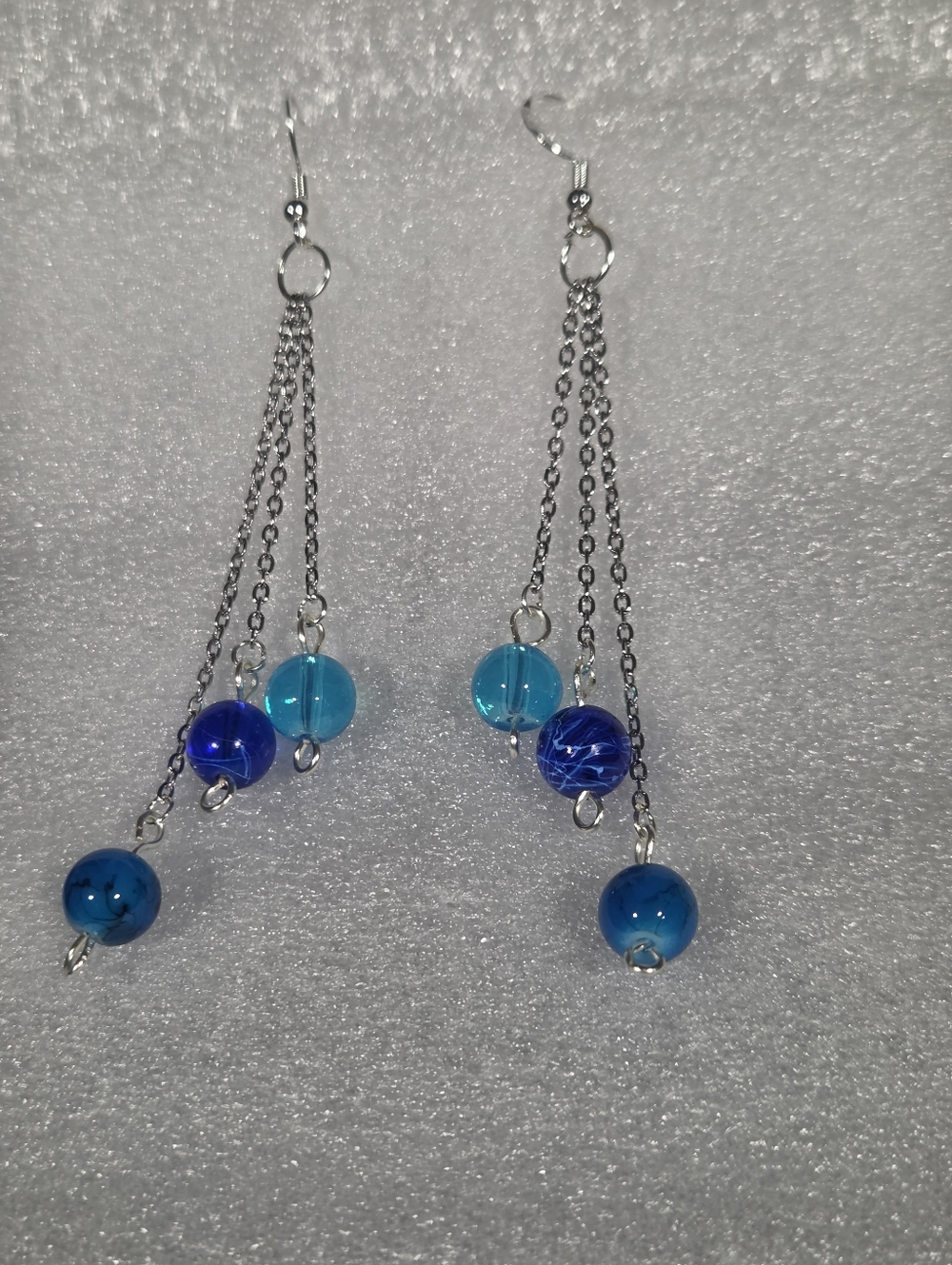 Handcrafted Blue Dangle Bead Chain Earrings - Women's Jewelry